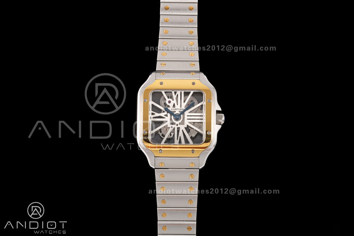 Santos Skeleton SS/YG RICH 1:1 Best Edition Skeleton Dial 9611MC Super Clone  V2